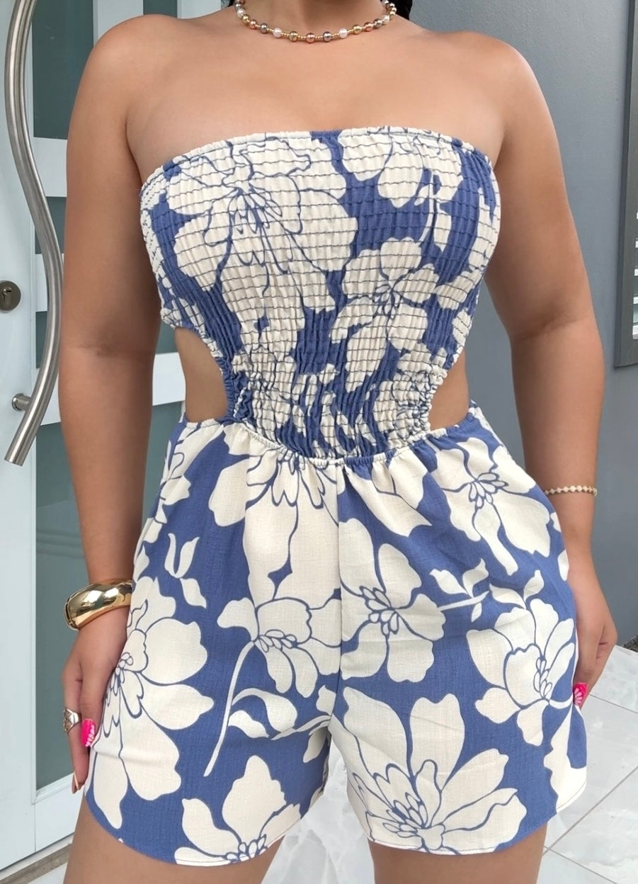 Island Blue Bloom Romper