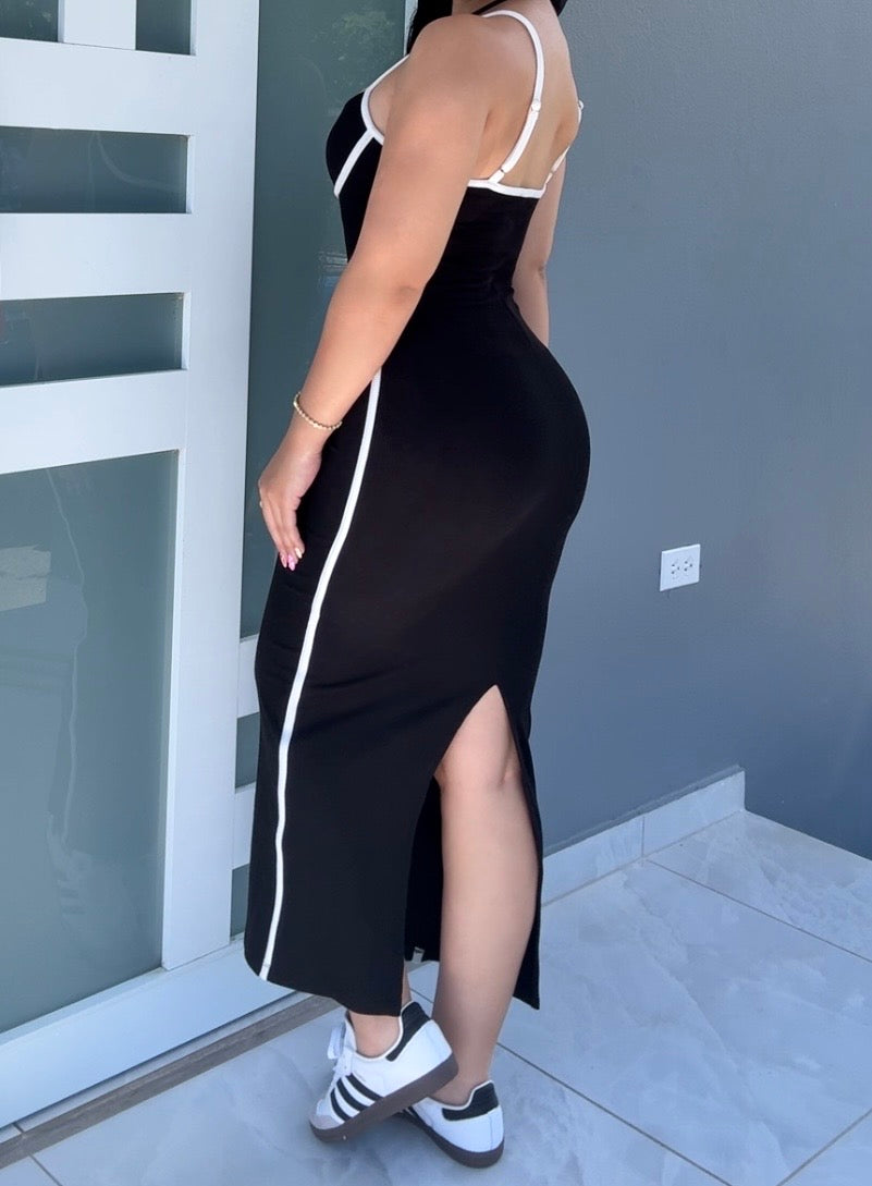 Black Contour Midi Dress