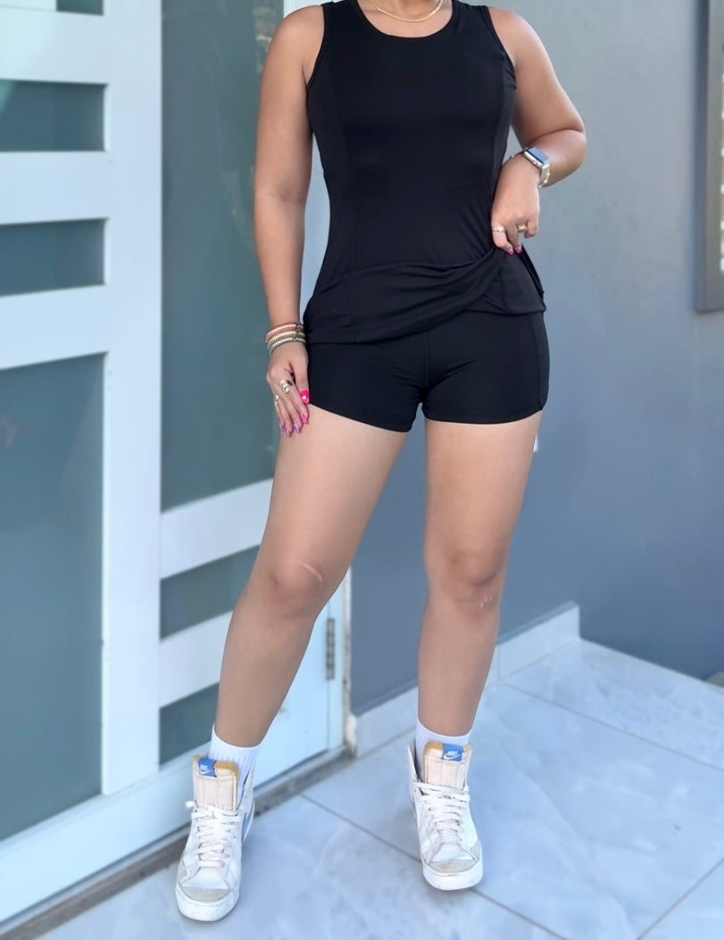 Sculpt Black Romper Dress