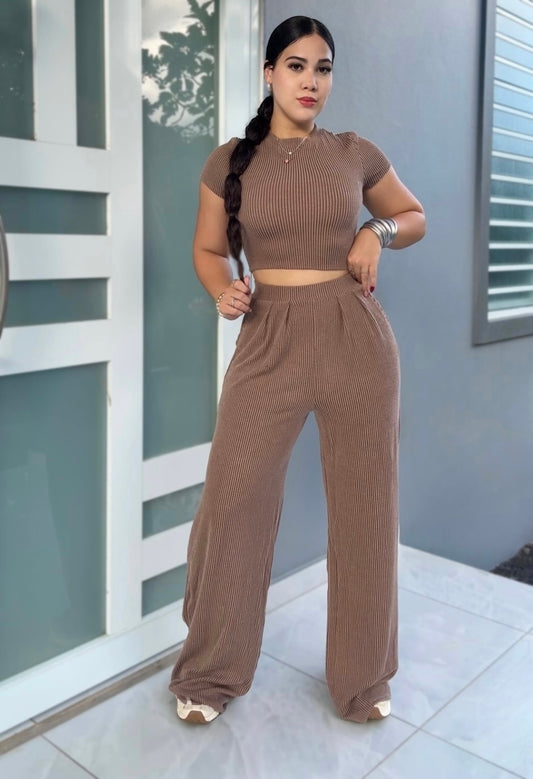 Mocha Ribbed Set