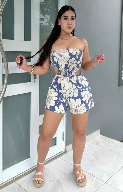 Island Blue Bloom Romper