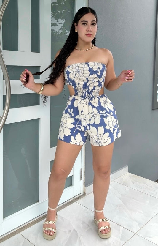 Island Blue Bloom Romper