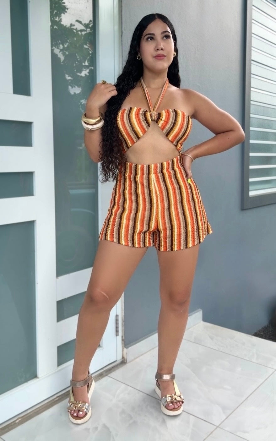 Sunset Stripe Romper