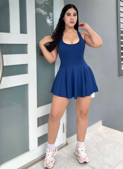 Navy Fit Romper Dress