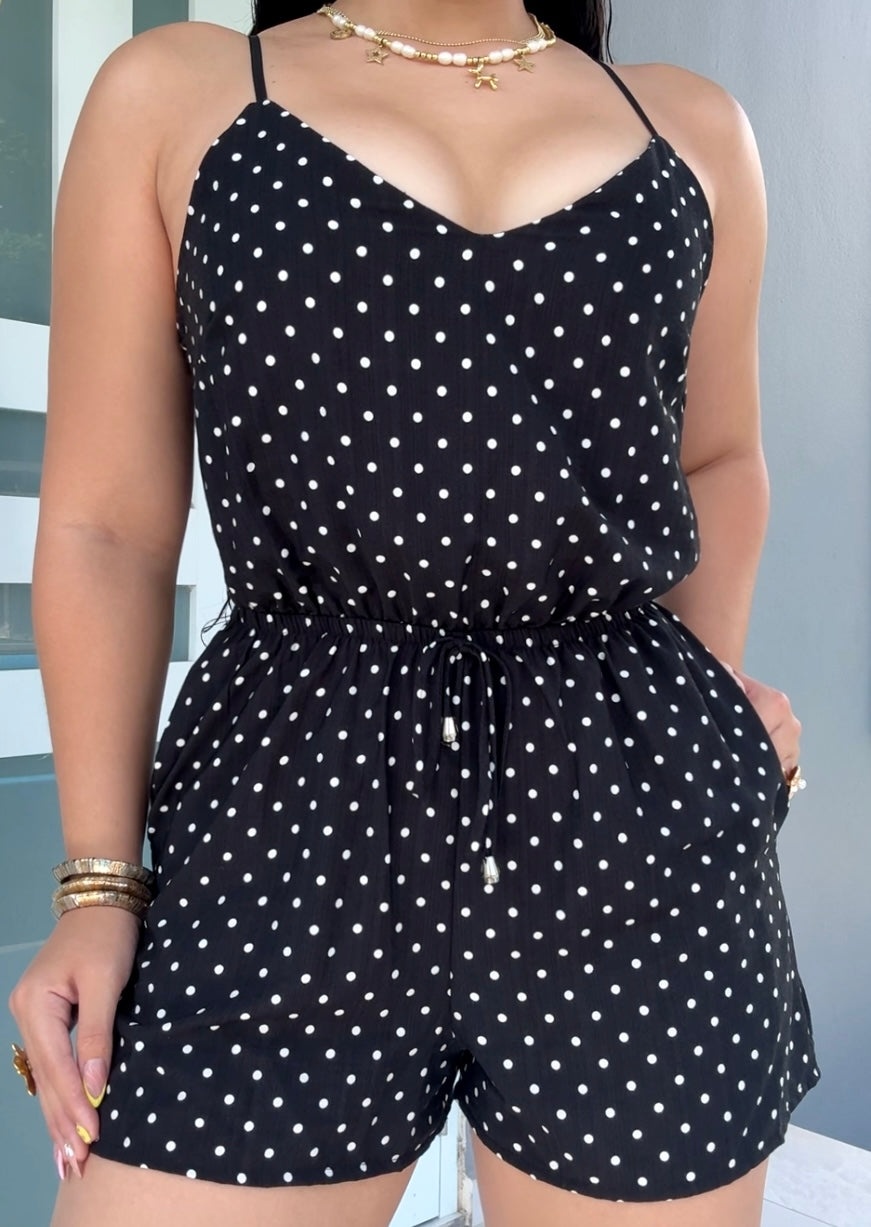 Midnight Polka Romper