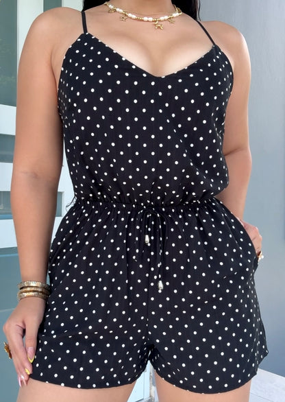 Midnight Polka Romper