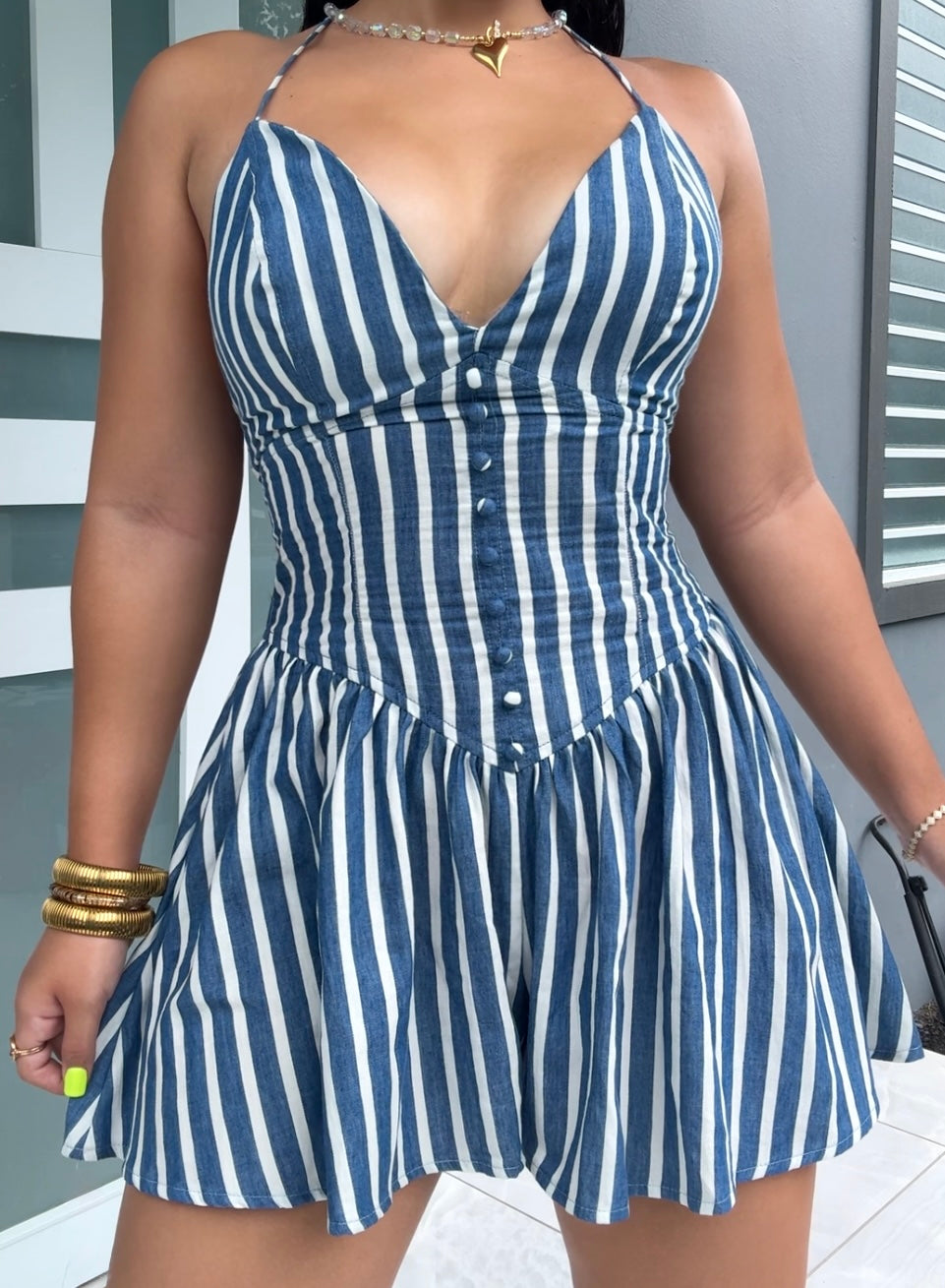 Striped Romper Dress