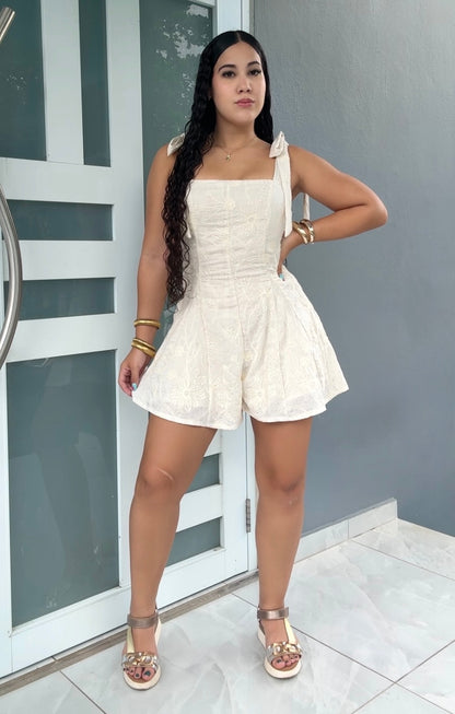 Ivory Bloom Romper Dress