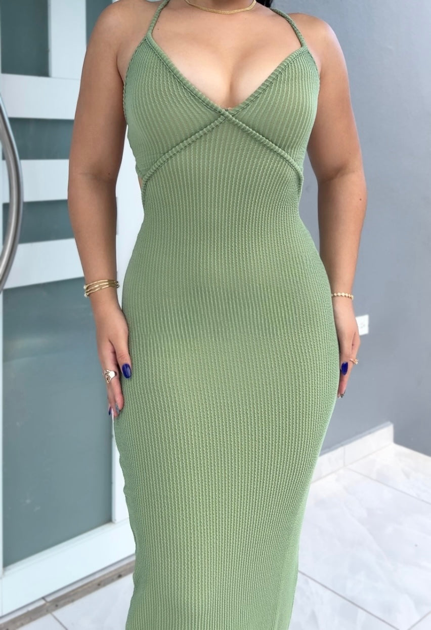 Sage Ribbed Maxi Dress
