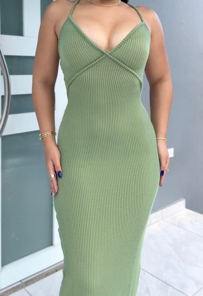 Sage Ribbed Maxi Dress