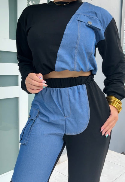 Black & Denim Travel Set