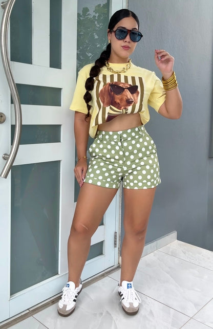 Olive Polka Dot Short