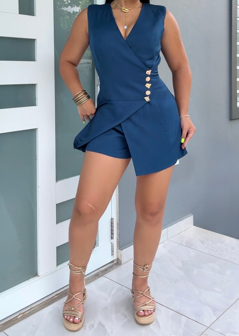 Teal Luxe Romper Dress