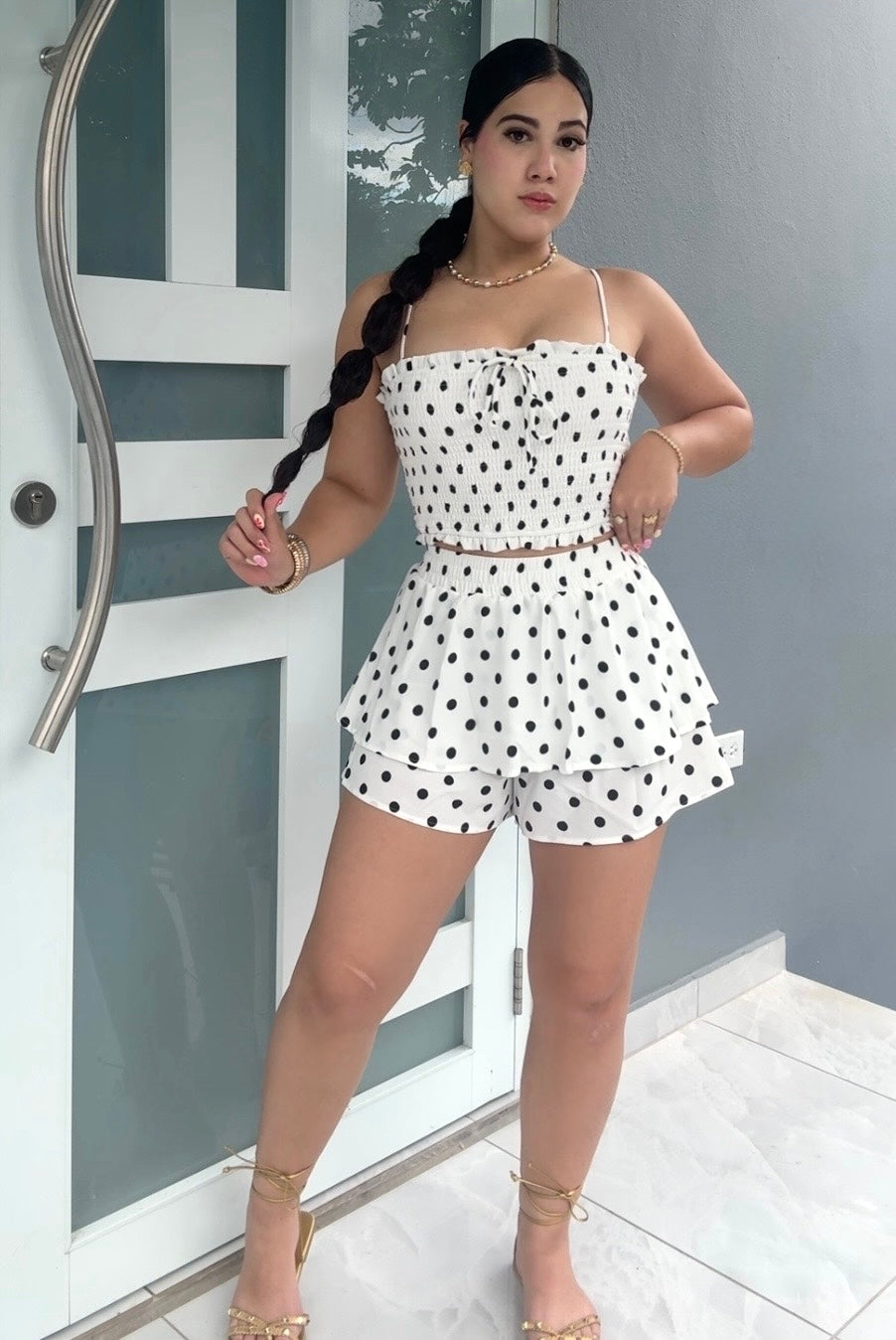 Polka Breeze White Set