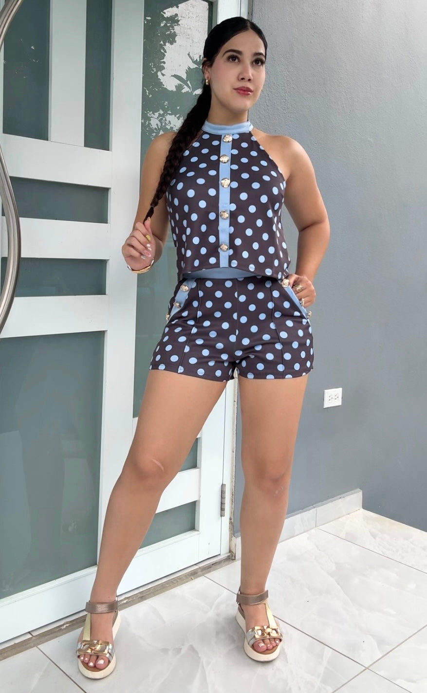 Blue Polka Dot Set