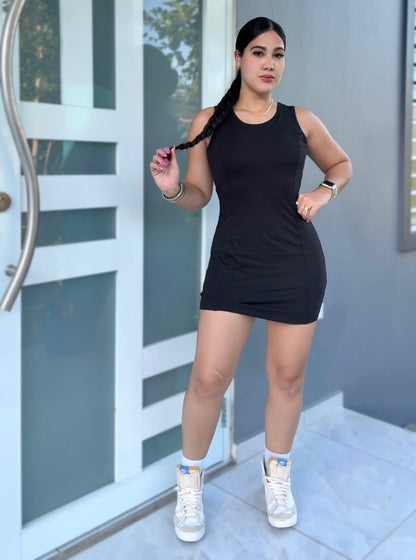 Sculpt Black Romper Dress