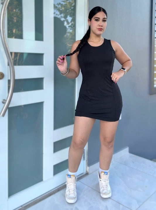 Sculpt Black Romper Dress