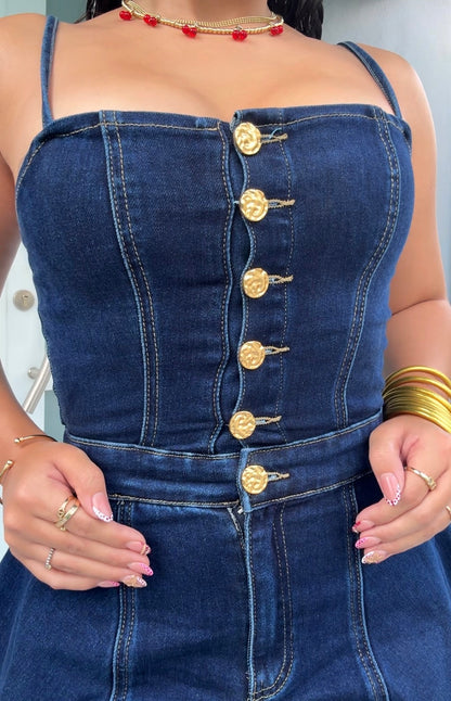 Golden Luxe Denim Romper