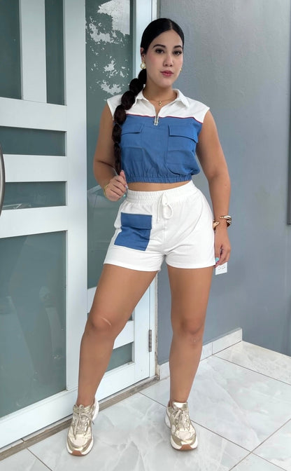 Ivory Denim Motion Set