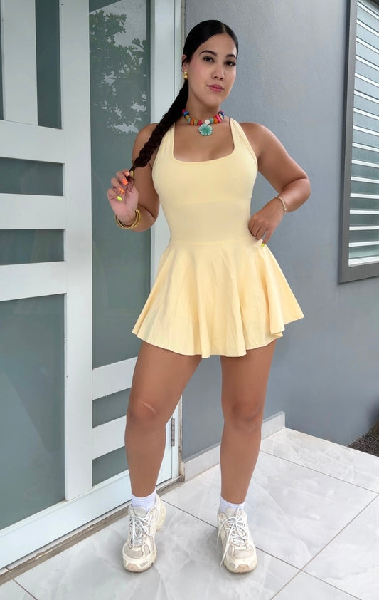 Yellow Fit Romper Dress
