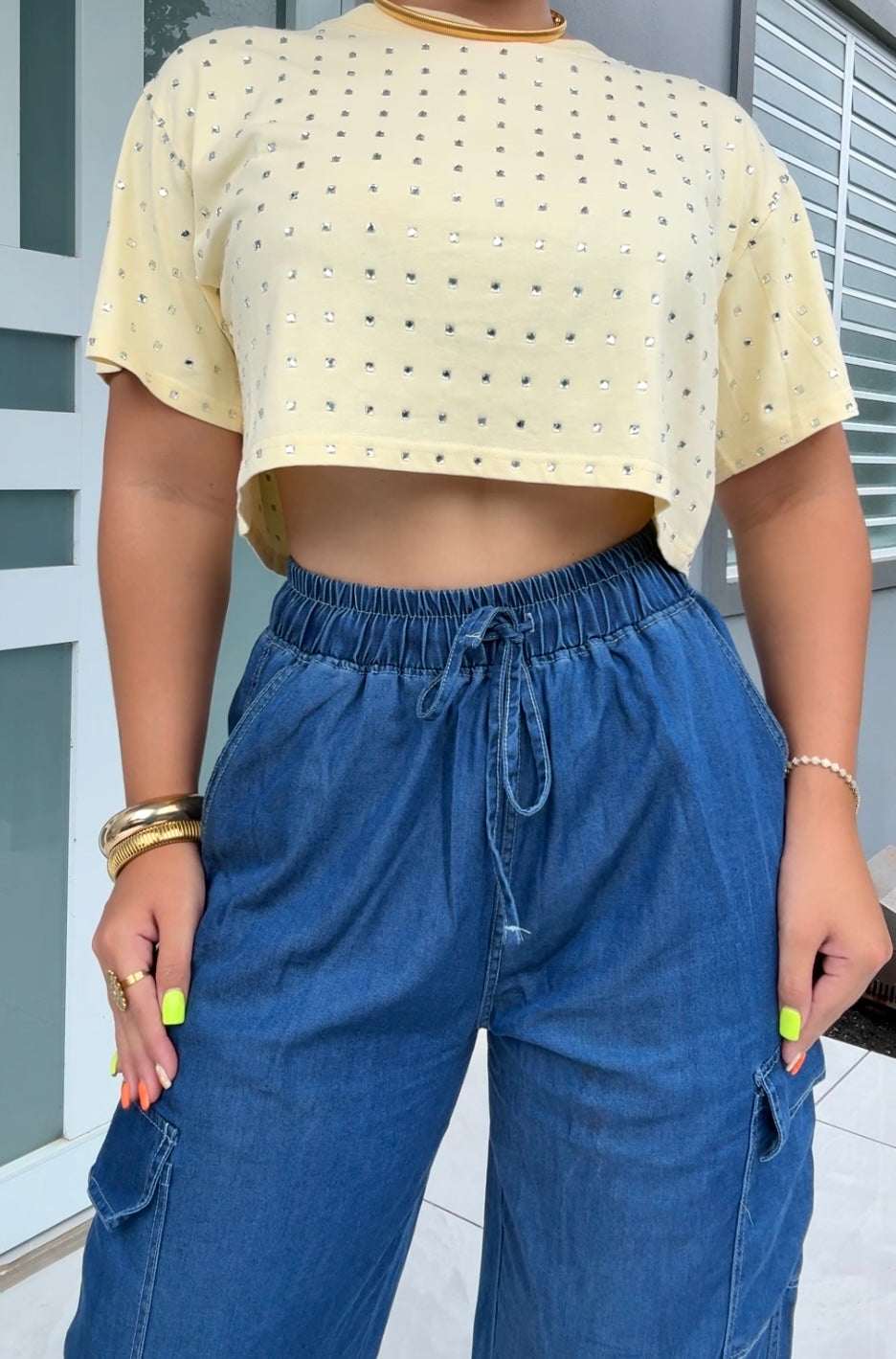 Denim Cargo Pants