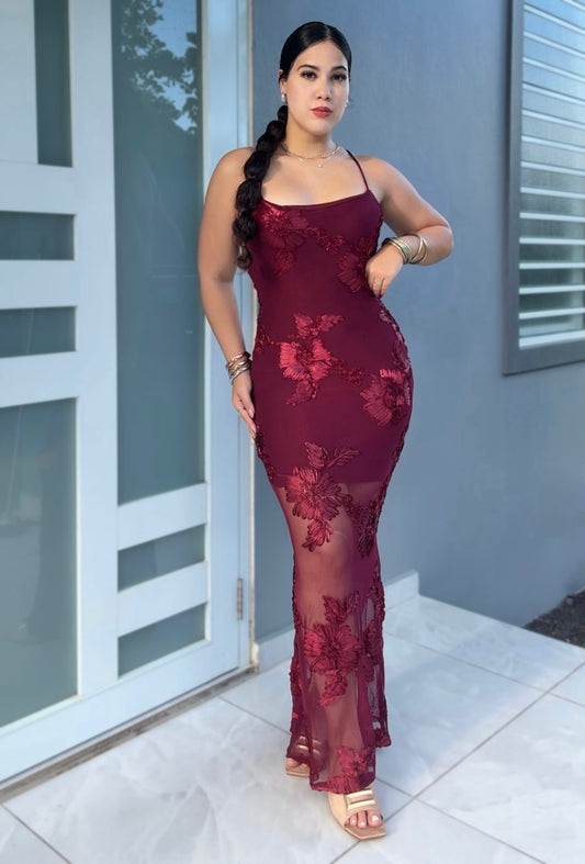 Burgundy Bloom Dress