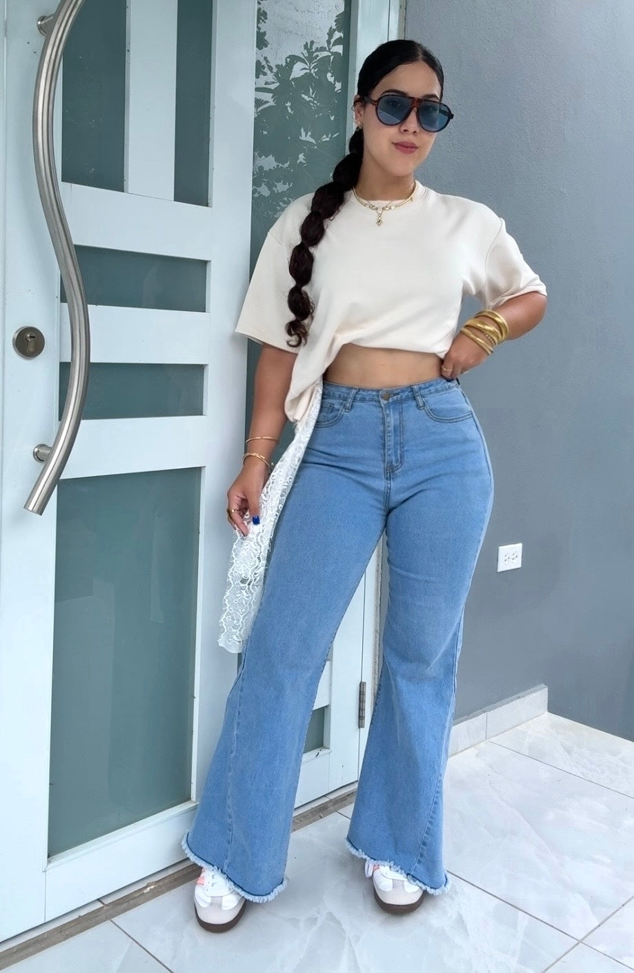 Cream Lace Modal Top