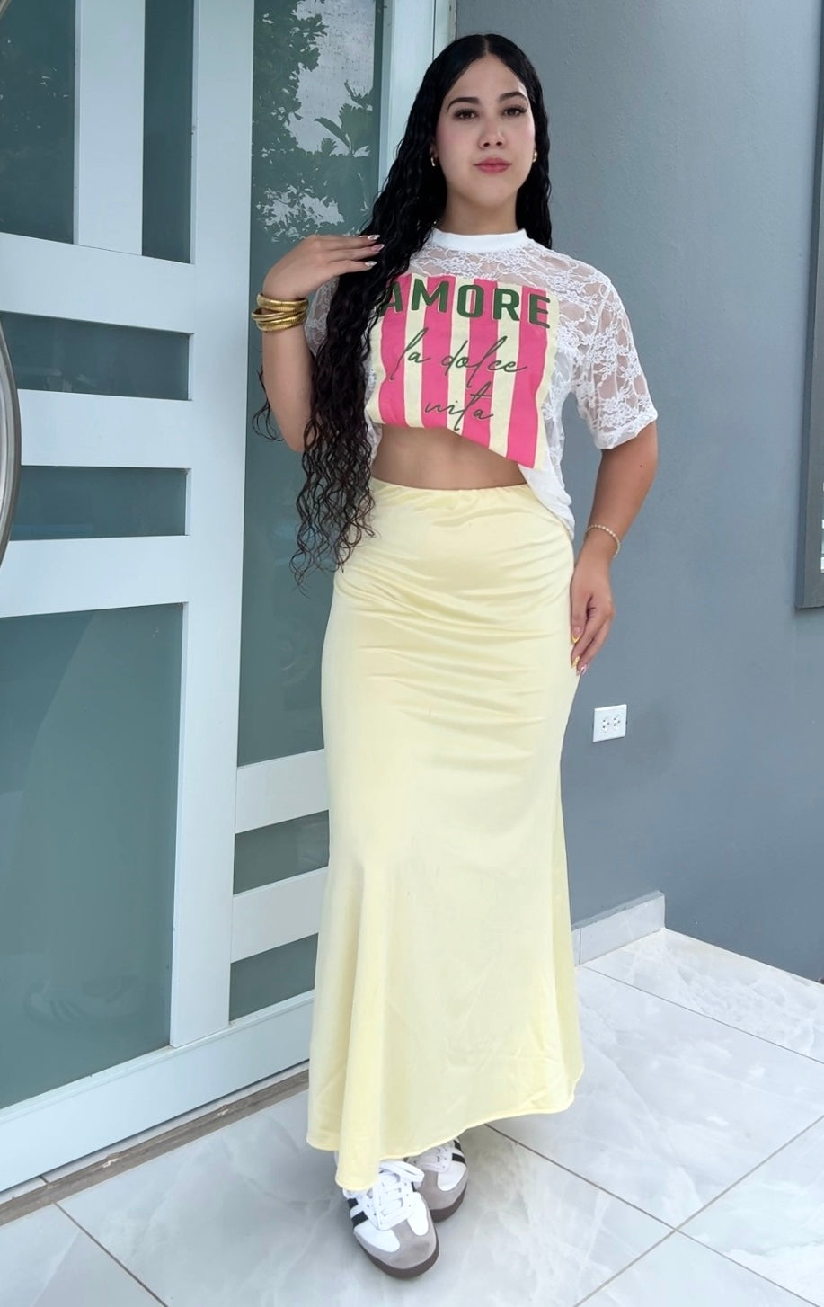 Lemon Satin Skirt