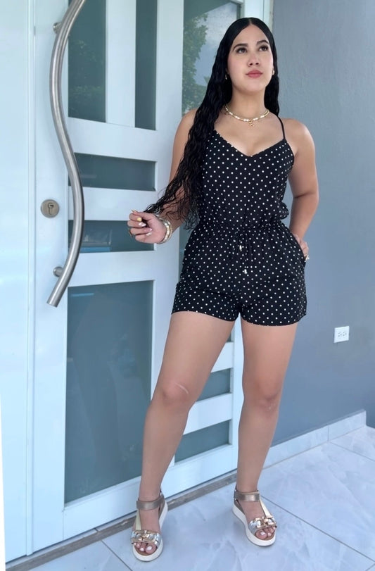 Midnight Polka Romper