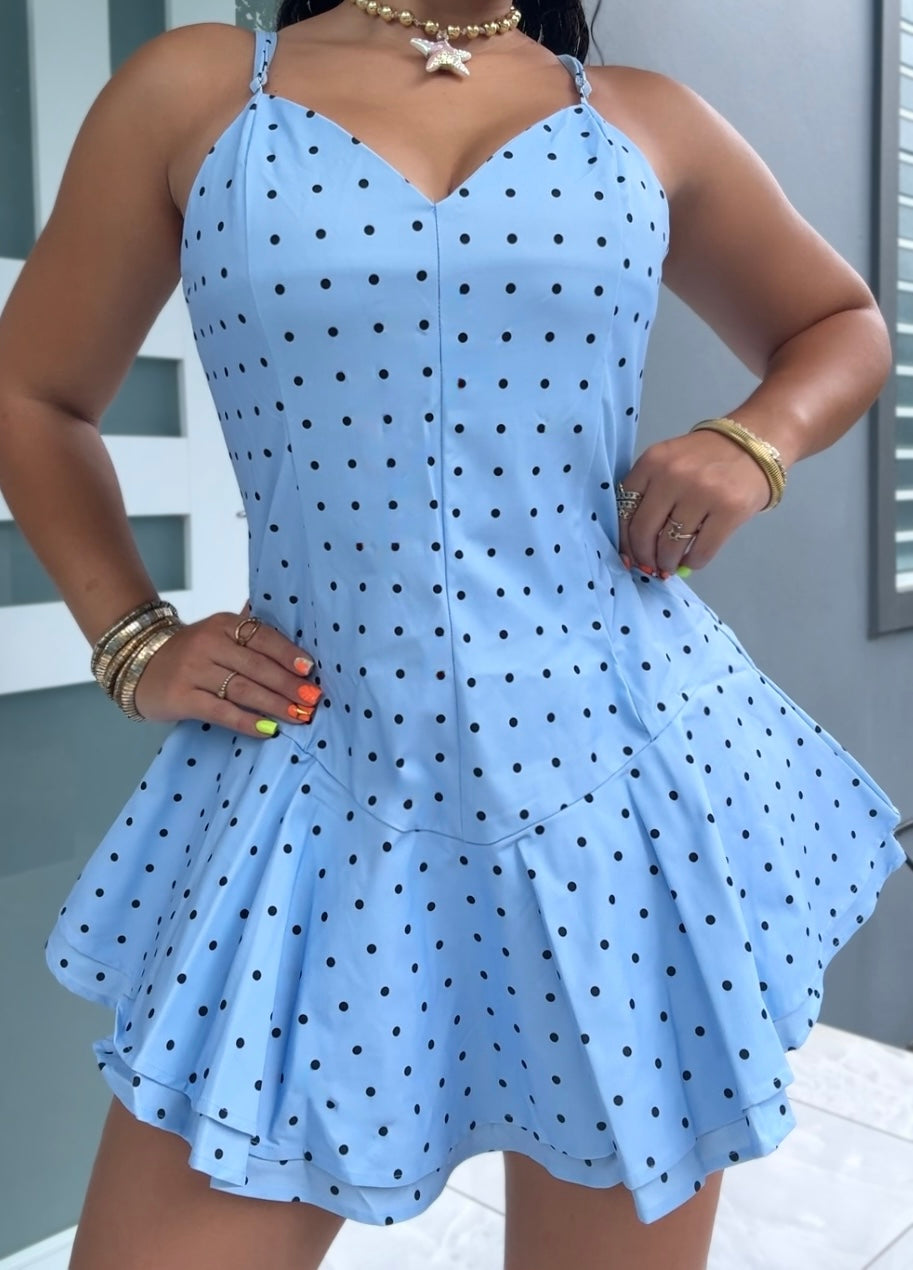 Blue Dot Romper Dress