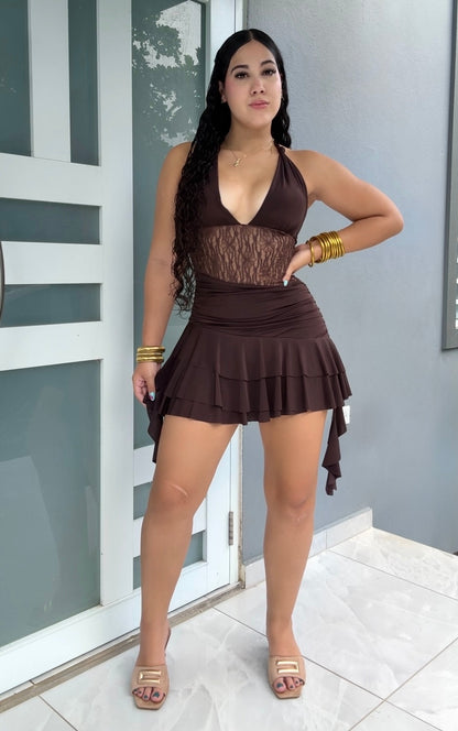 Amara Lace Romper Dress (disponible es dos colores🤎🖤)