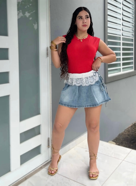 Red Sculpt Top