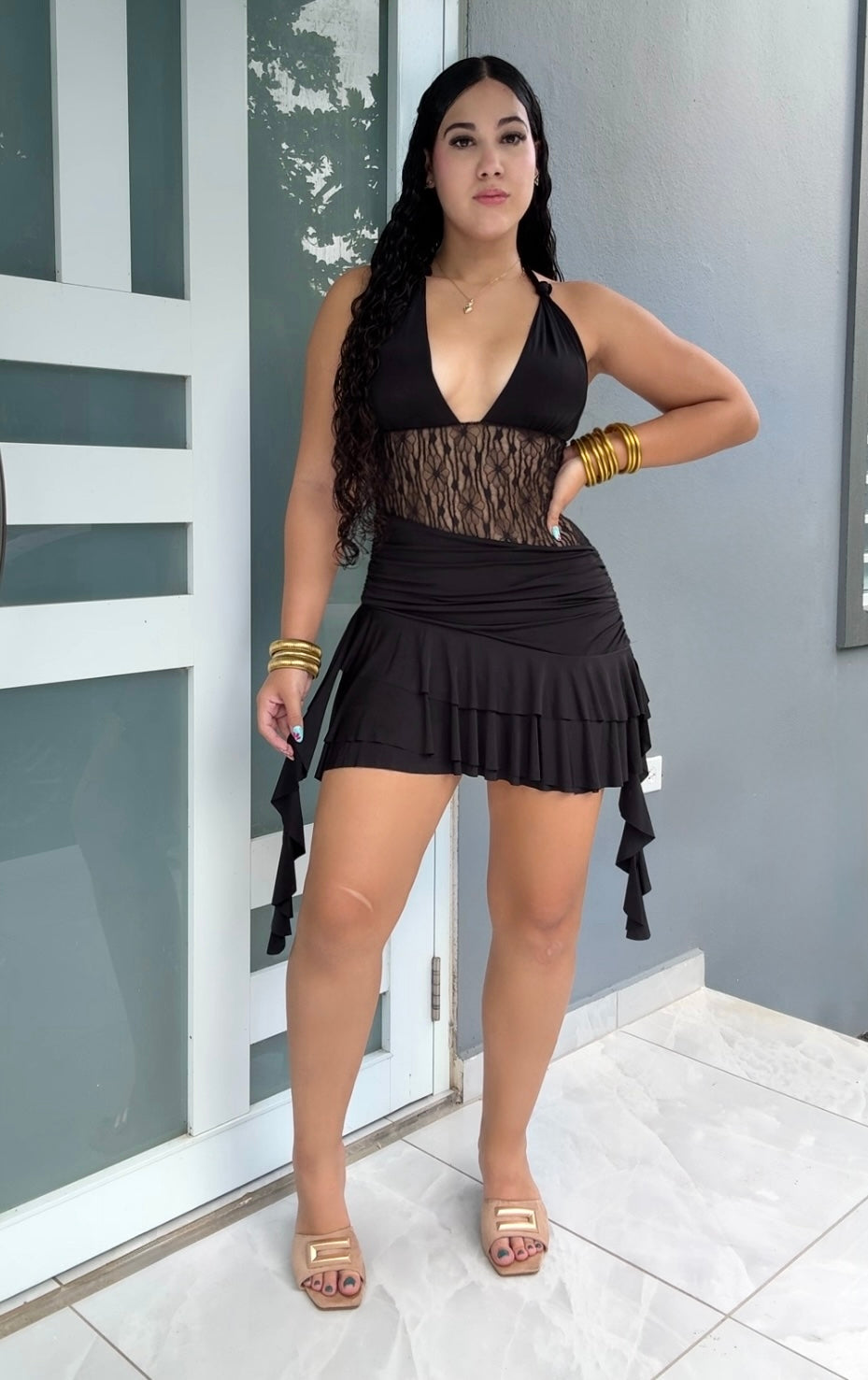 Amara Lace Romper Dress (disponible es dos colores🤎🖤)