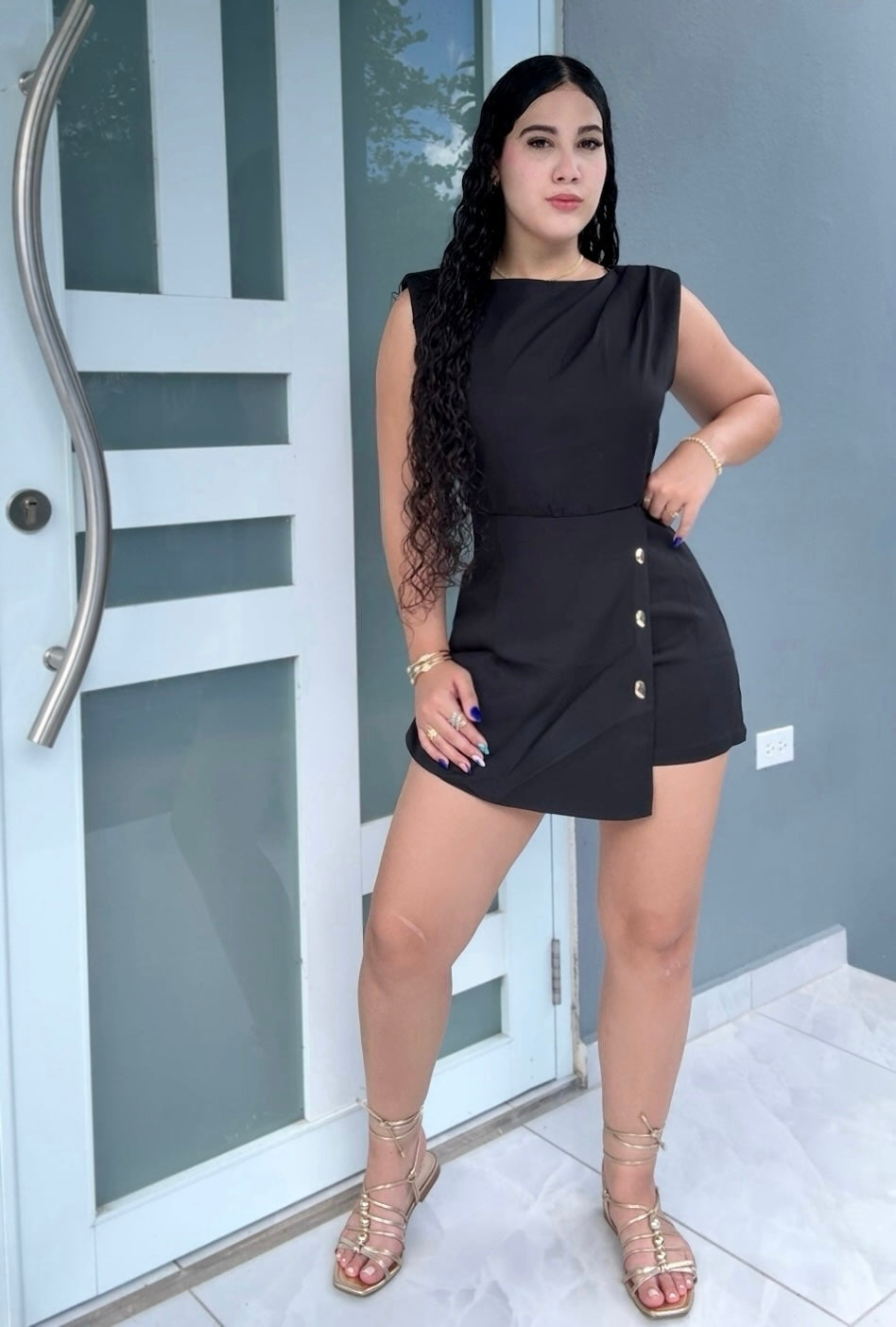 Black Tailored Romper