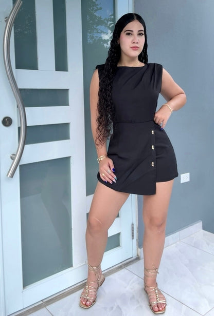 Black Tailored Romper