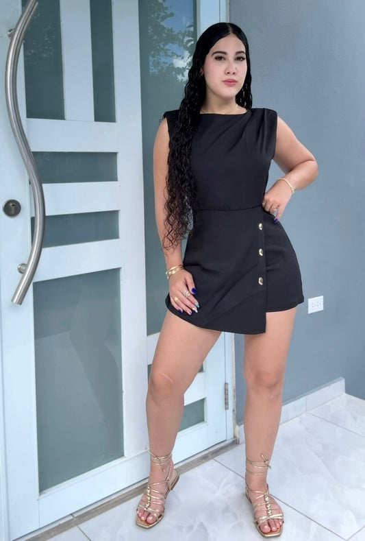Black Tailored Romper