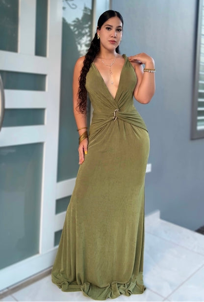 Olive Glam Maxi Dress
