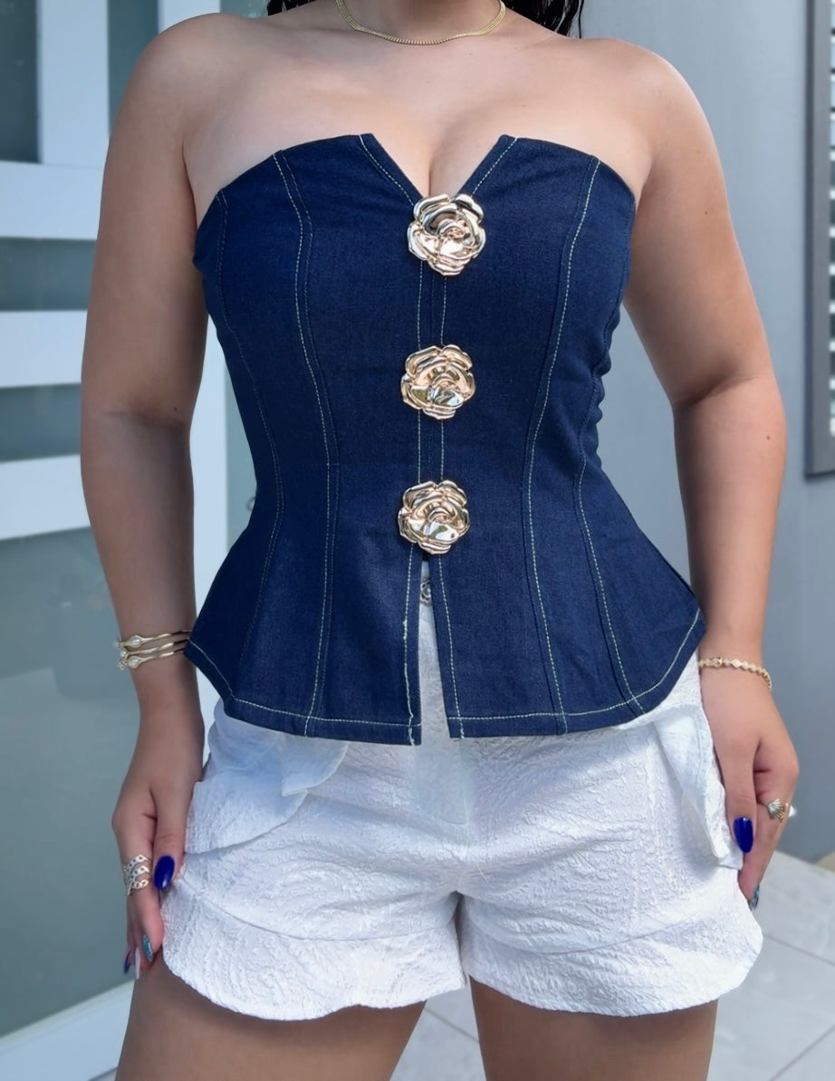 Denim Strapless Top