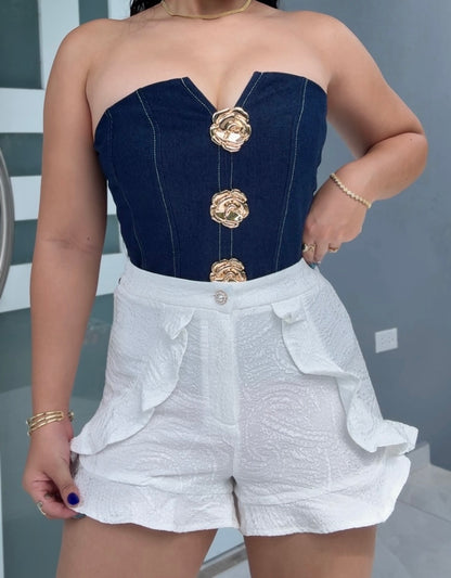 Denim Strapless Top