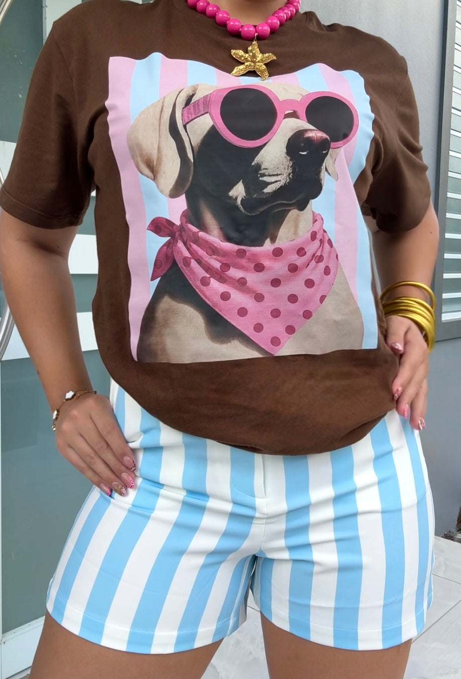Brown Pink Pup T-Shirt