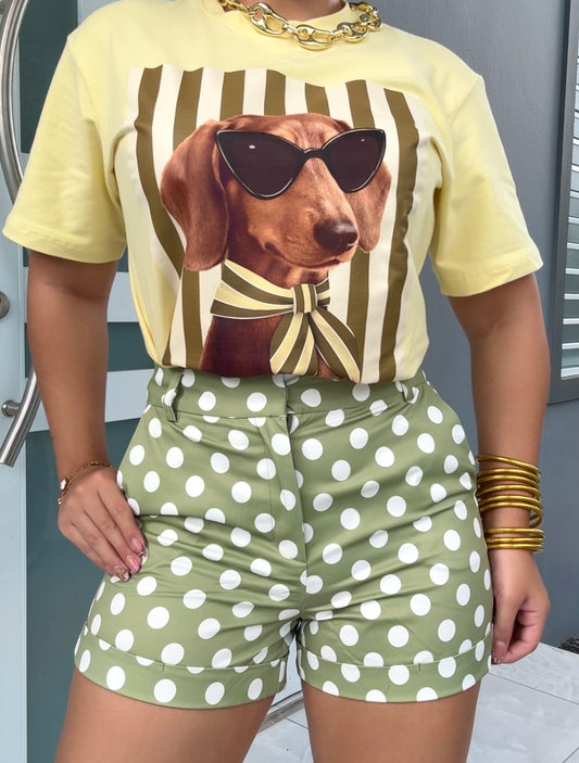 Olive Polka Dot Short
