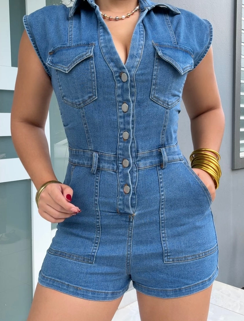 Denim Sculpt Romper (Stretch)