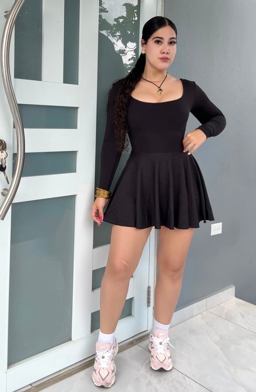Black Fit Romper Dress