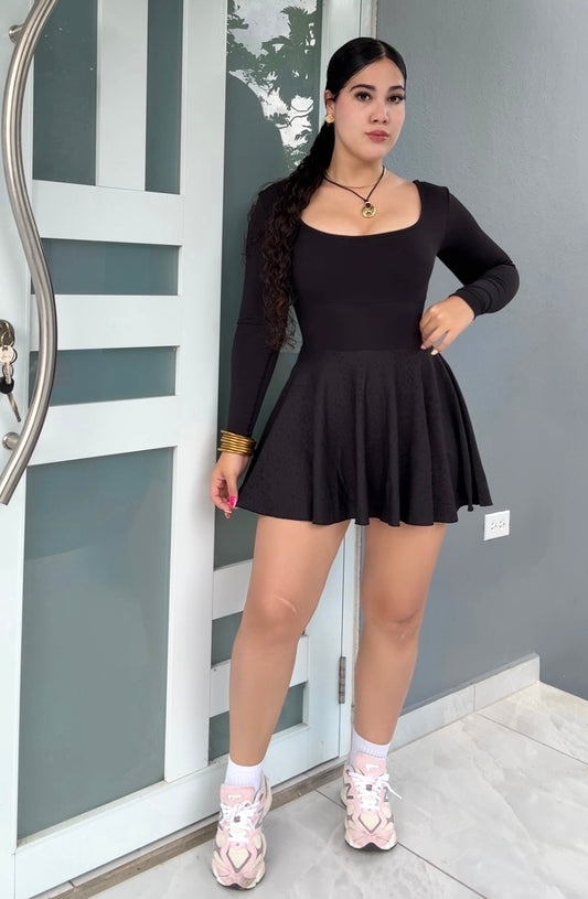 Black Fit Romper Dress