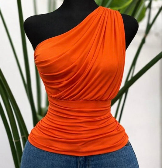 Orange One Shoulder Top