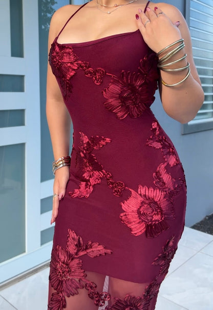 Burgundy Bloom Dress