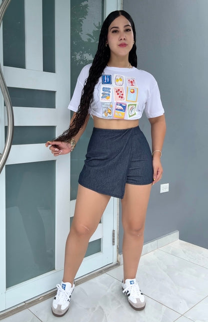 Soft denim skort