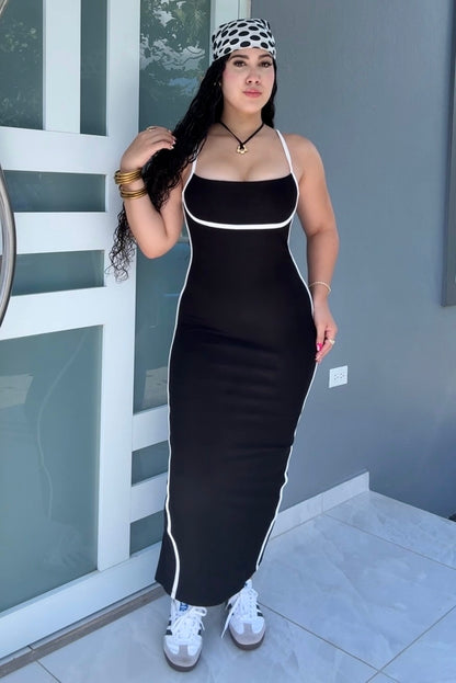 Black Contour Midi Dress