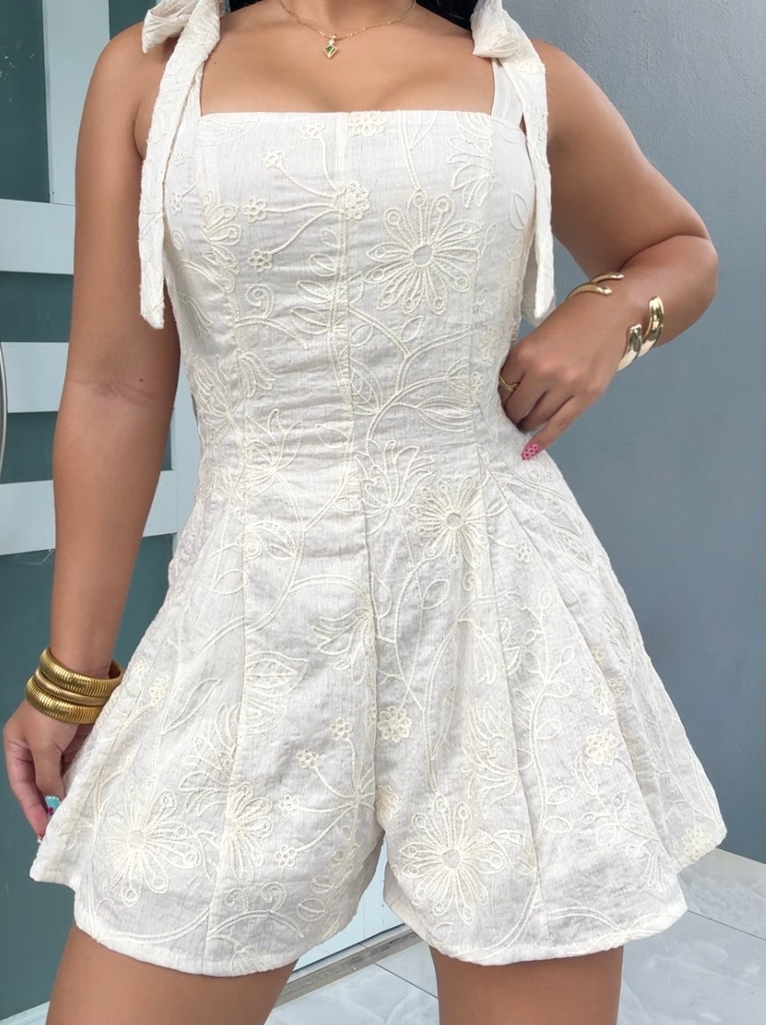 Ivory Bloom Romper Dress
