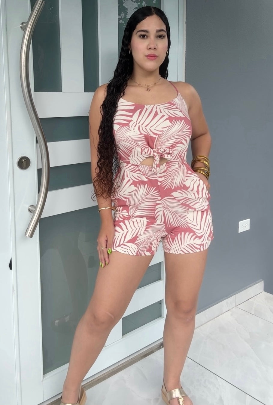 Blush Leaf Romper